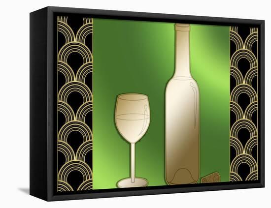 Wine Bottle And Glass-Art Deco Designs-Framed Stretched Canvas