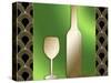 Wine Bottle And Glass-Art Deco Designs-Stretched Canvas