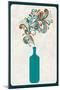 Wine Bottle and Swirls-Lantern Press-Mounted Art Print