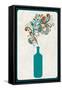 Wine Bottle and Swirls-Lantern Press-Framed Stretched Canvas