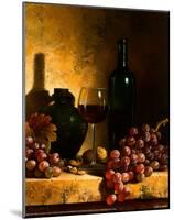 Wine Bottle, Grapes and Walnuts-Loran Speck-Mounted Art Print