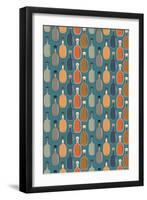 Wine Bottle Pattern (Blue Background)-Lantern Press-Framed Art Print