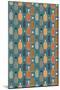 Wine Bottle Pattern (Blue Background)-Lantern Press-Mounted Art Print