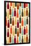 Wine Bottle Pattern (Cream Background)-Lantern Press-Framed Art Print