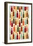 Wine Bottle Pattern (Cream Background)-Lantern Press-Framed Art Print