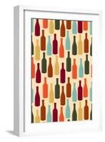 Wine Bottle Pattern (Cream Background)-Lantern Press-Framed Art Print