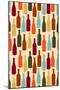 Wine Bottle Pattern (Cream Background)-Lantern Press-Mounted Art Print