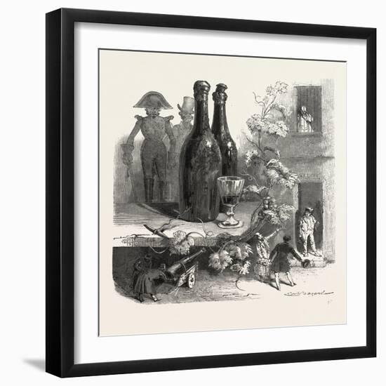 Wine Bottles and Glass. Food and Drink-null-Framed Premium Giclee Print