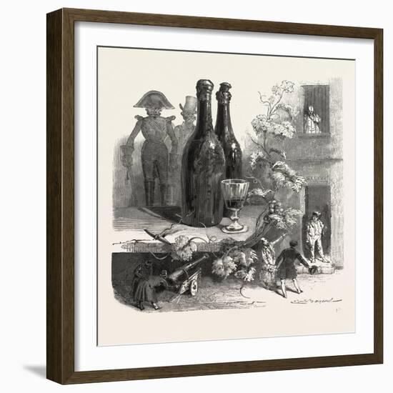 Wine Bottles and Glass. Food and Drink-null-Framed Giclee Print