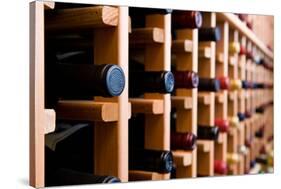 Wine Bottles In Cellar-HdcPhoto-Stretched Canvas