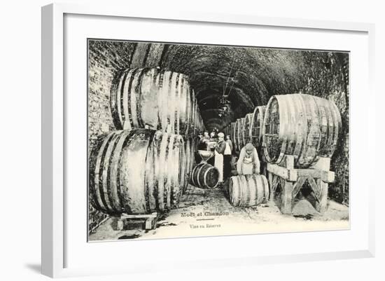 Wine Casks in Storage, Moet et Chandon-null-Framed Art Print