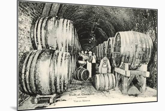 Wine Casks in Storage, Moet et Chandon-null-Mounted Art Print