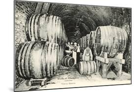 Wine Casks in Storage, Moet et Chandon-null-Mounted Art Print