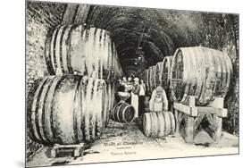 Wine Casks in Storage, Moet et Chandon-null-Mounted Art Print