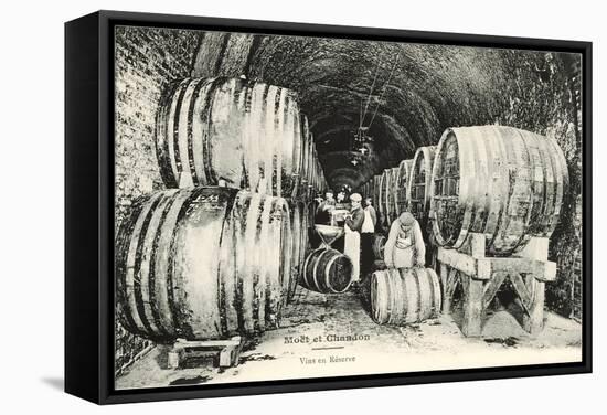 Wine Casks in Storage, Moet et Chandon-null-Framed Stretched Canvas