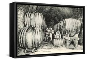 Wine Casks in Storage, Moet et Chandon-null-Framed Stretched Canvas