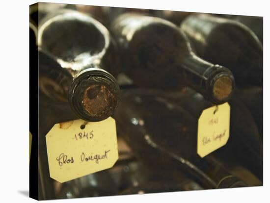 Wine Cellar and Bottles of Clos De Vougeot, France-Per Karlsson-Stretched Canvas