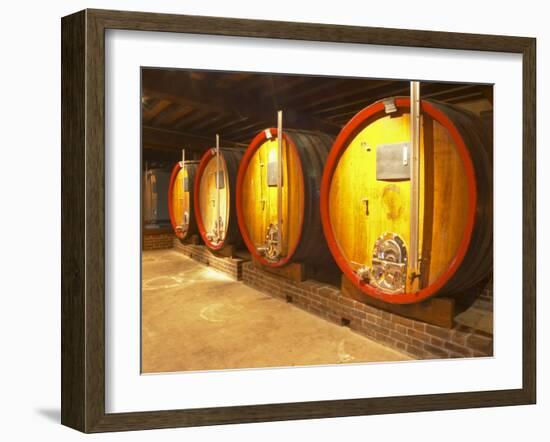 Wine Cellar and Oak Casks, Champagne Jacquesson in Dizy, Vallee De La Marne, Ardennes, France-Per Karlsson-Framed Photographic Print