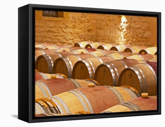 Wine Cellar, Barriques Barrels, Chateau Grand Mayne, Saint Emilion, Bordeaux, France-Per Karlsson-Framed Stretched Canvas