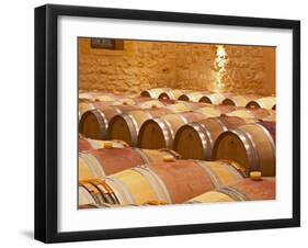 Wine Cellar, Barriques Barrels, Chateau Grand Mayne, Saint Emilion, Bordeaux, France-Per Karlsson-Framed Photographic Print