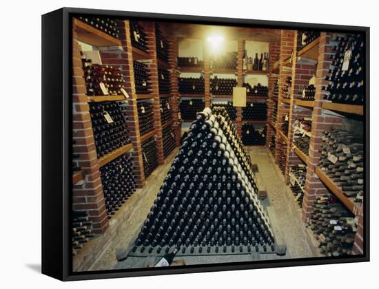 Wine Cellar, Chateau Verrazzano, Chianti, Tuscany, Italy, Europe-Bruno Morandi-Framed Stretched Canvas