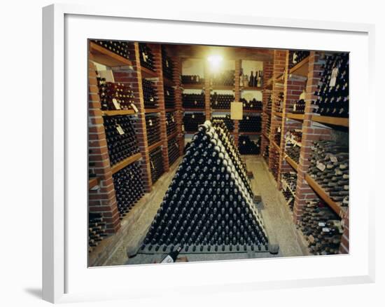 Wine Cellar, Chateau Verrazzano, Chianti, Tuscany, Italy, Europe-Bruno Morandi-Framed Photographic Print