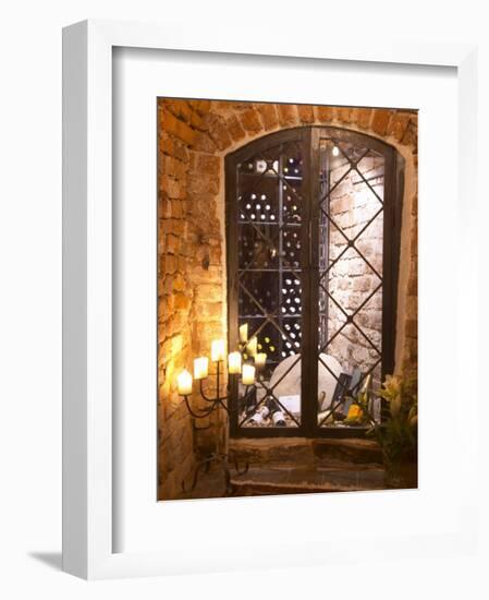 Wine Cellar with Bottles Behind Iron Bars, Stockholm, Sweden-Per Karlsson-Framed Photographic Print