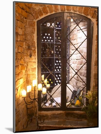 Wine Cellar with Bottles Behind Iron Bars, Stockholm, Sweden-Per Karlsson-Mounted Photographic Print