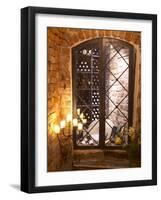 Wine Cellar with Bottles Behind Iron Bars, Stockholm, Sweden-Per Karlsson-Framed Photographic Print