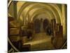 Wine Cellar with Wine Barrels-null-Mounted Giclee Print