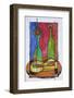 Wine, cheese and baguette lunch, Paris, France-Richard Lawrence-Framed Photographic Print