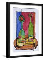 Wine, cheese and baguette lunch, Paris, France-Richard Lawrence-Framed Photographic Print