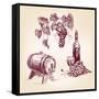 Wine Collection Hand Drawn Vintage Vector Illustration-VladisChern-Framed Stretched Canvas