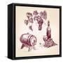 Wine Collection Hand Drawn Vintage Vector Illustration-VladisChern-Framed Stretched Canvas