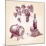 Wine Collection Hand Drawn Vintage Vector Illustration-VladisChern-Mounted Art Print