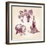 Wine Collection Hand Drawn Vintage Vector Illustration-VladisChern-Framed Art Print