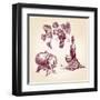 Wine Collection Hand Drawn Vintage Vector Illustration-VladisChern-Framed Art Print