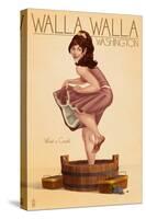 Wine Crushing Pinup Girl - Walla Walla, Washington-Lantern Press-Stretched Canvas