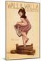 Wine Crushing Pinup Girl - Walla Walla, Washington-Lantern Press-Mounted Art Print