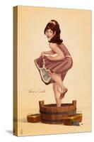 Wine Crushing Pinup Girl-Lantern Press-Stretched Canvas