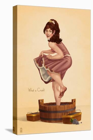 Wine Crushing Pinup Girl-Lantern Press-Stretched Canvas