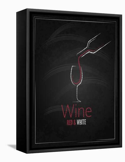 Wine Glass Chalkboard Menu Background-Pushkarevskyy-Framed Stretched Canvas