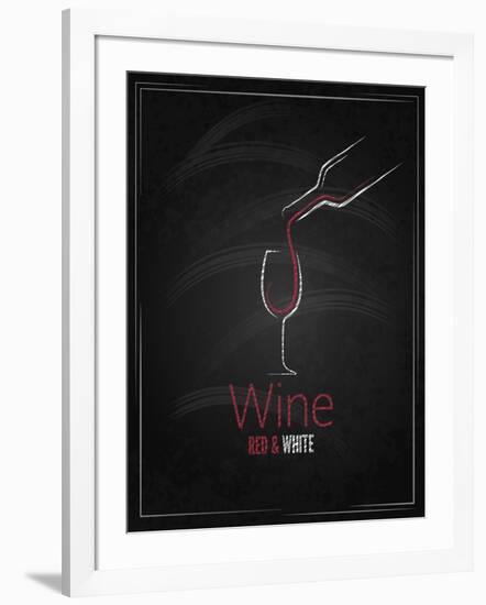 Wine Glass Chalkboard Menu Background-Pushkarevskyy-Framed Art Print