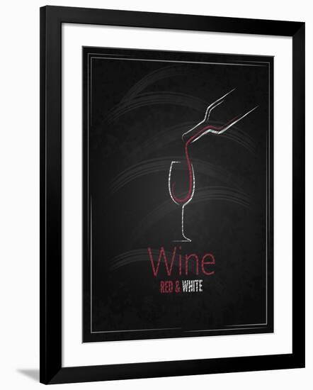 Wine Glass Chalkboard Menu Background-Pushkarevskyy-Framed Art Print