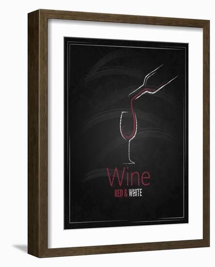 Wine Glass Chalkboard Menu Background-Pushkarevskyy-Framed Art Print