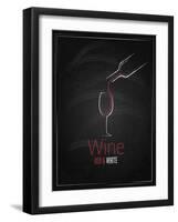 Wine Glass Chalkboard Menu Background-Pushkarevskyy-Framed Art Print