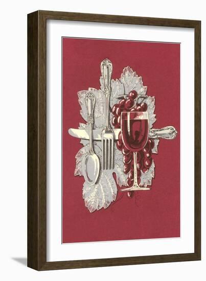 Wine Glass with Silver Setting-null-Framed Art Print