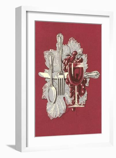 Wine Glass with Silver Setting-null-Framed Art Print