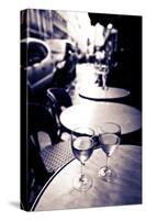 Wine Glasses at an Outdoor Cafe, Paris, France-Russ Bishop-Stretched Canvas