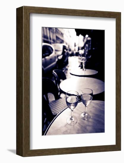 Wine Glasses at an Outdoor Cafe, Paris, France-Russ Bishop-Framed Photographic Print